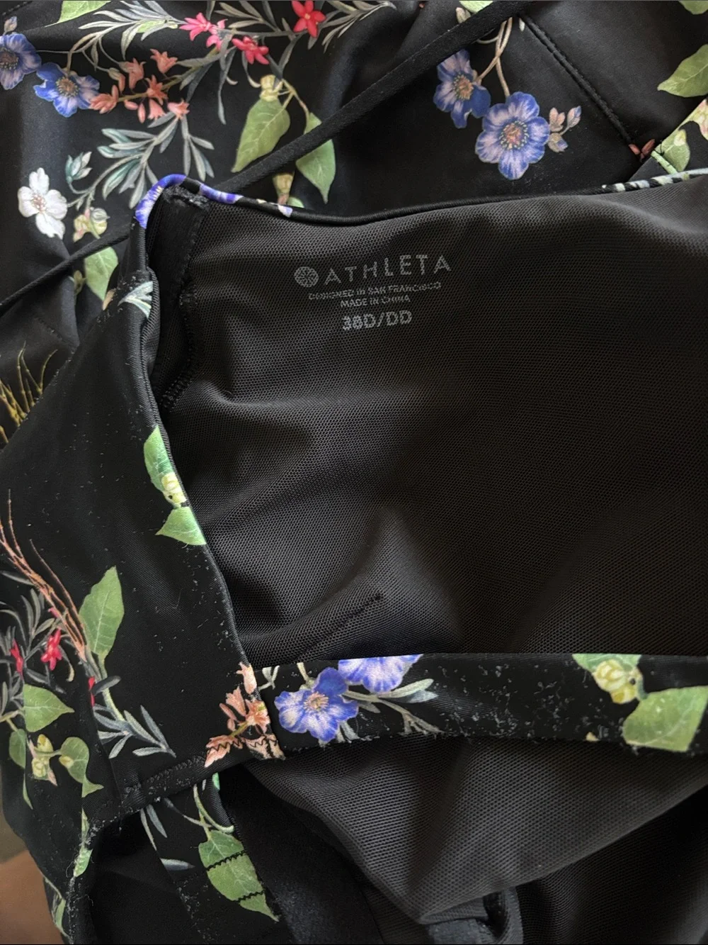 ATHLETA Women’s Swim Padded Tankini & Shorts Set Black Floral 38D/DD & Size 10